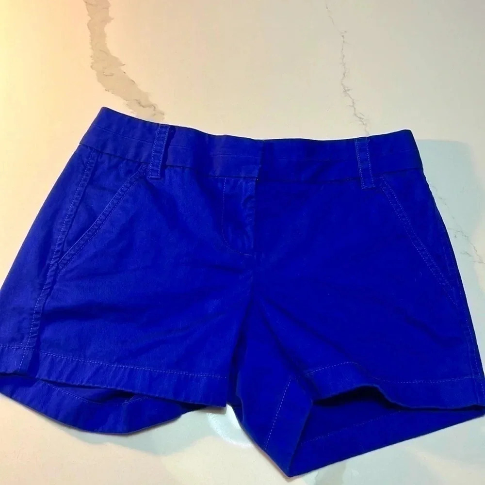 J.Crew ‎ Cobalt blue 100%  Cotton Shorts. Size 00